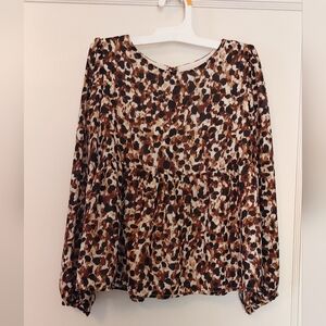 Multicolored Puff Sleeve Long Blouse